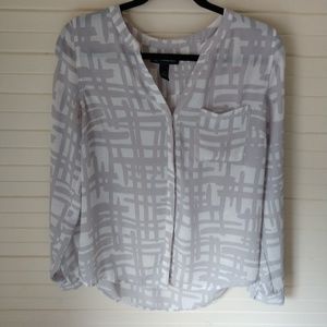 I-N-C Gray and White Blouse Size 6